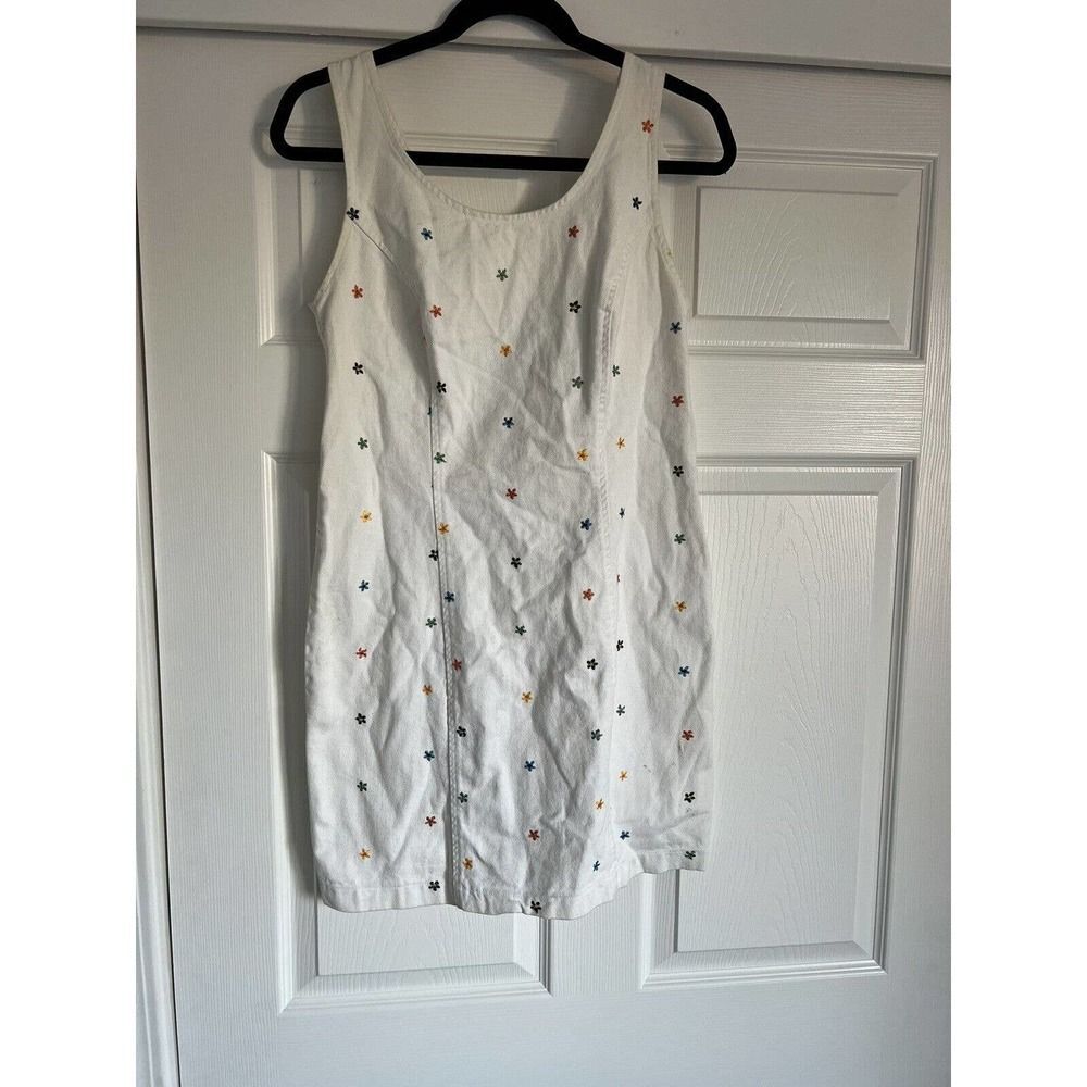 California Concepts Embroidered Y2K White Denim Corduroy Dress Size 11